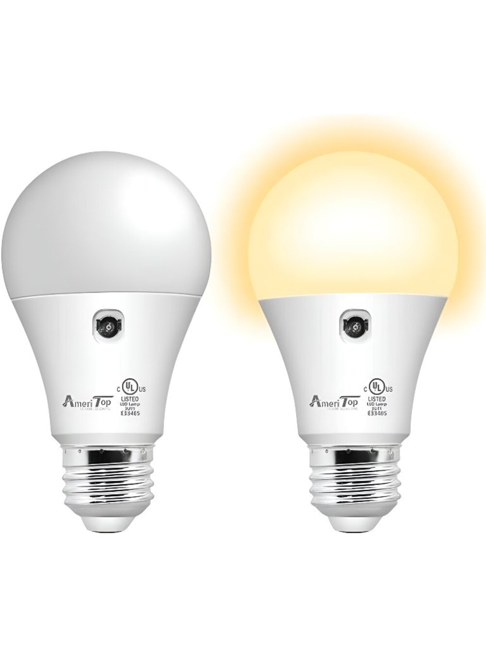 2 Pack, A19 LED Sensor Light Bulbs,10W(60 Watt Equivalent) (3000K Warm White)